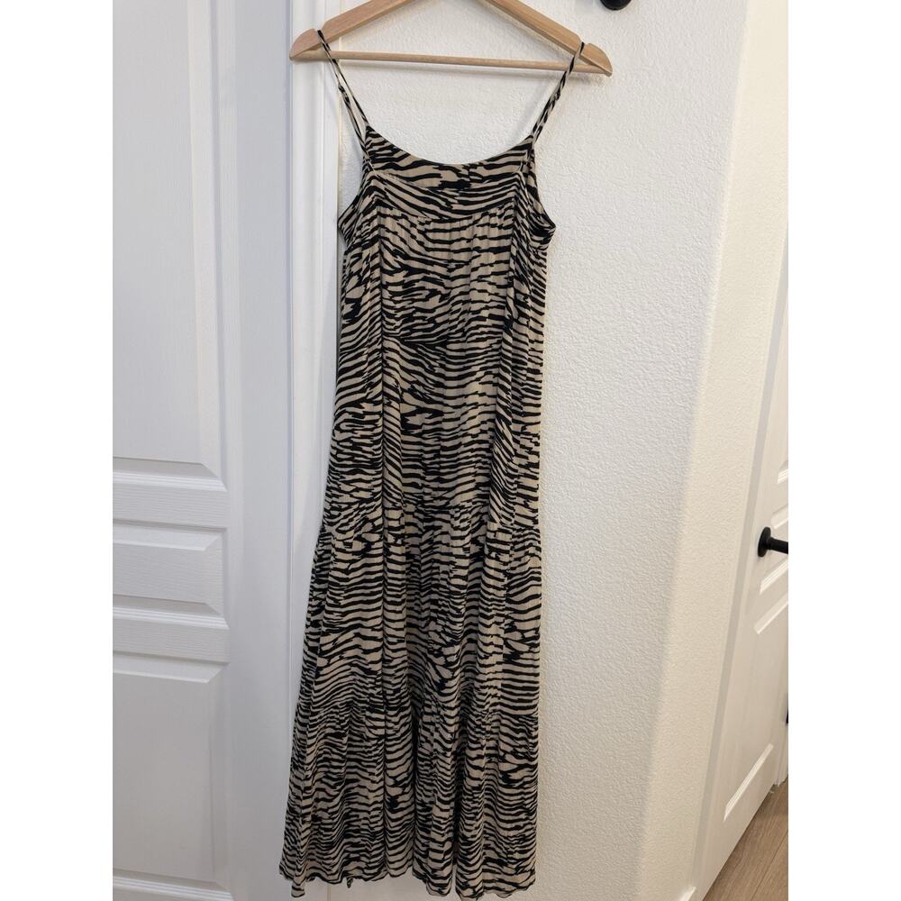 Rails Maty Dress Women XS Sand Stone Zebra Print Tiered Maxi Spaghetti Strap - Picture 8 of 15